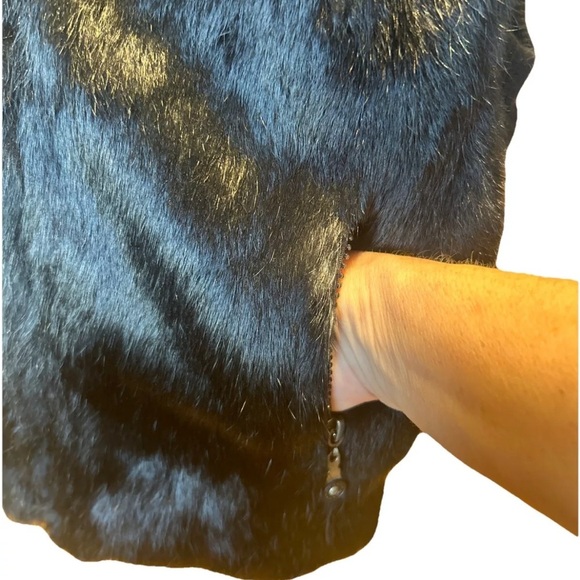Jamie Sadock Black Rabbit Fur Sweater Vest W/pockets Size Large - Picture 7 of 8